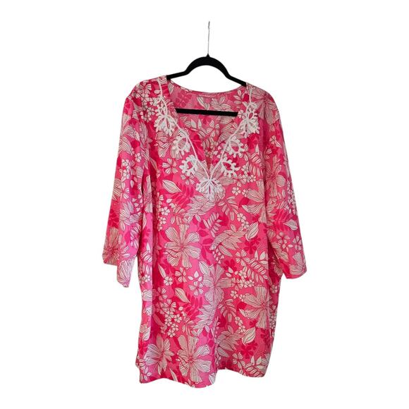 Woman Within Blouse Top Size 2X Floral 3/4 Sleeves Embroidered Lightweight - Picture 1 of 10
